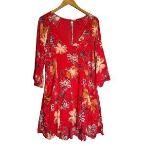 Free People Red Eyes on You Minidress Size 6 Hippie Boho Festival Cute & Flowy